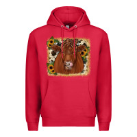 Cardinal red angus cowhide sunflower Premium Hoodie - JahusDesignShop