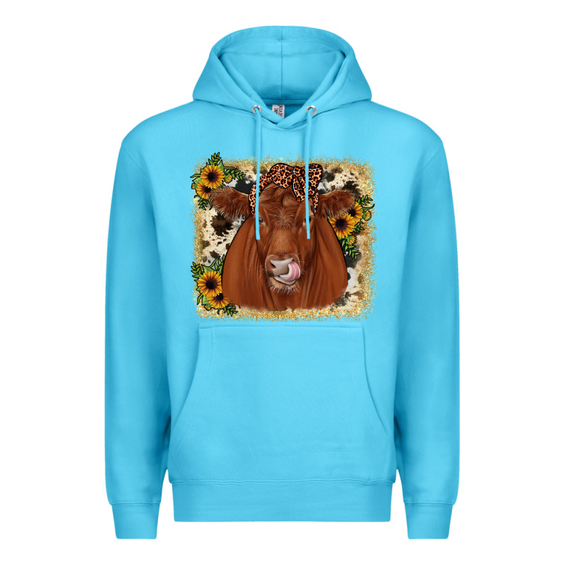Red Angus Cowhide Sunflower Premium Hoodie by JahusDesignShop | Teevron