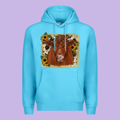 Red Angus Cowhide Sunflower Premium Hoodie Designed By Jahusdesignshop