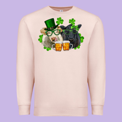St. Patrick's Day Charolais And Black Angus Cows Premium Sweatshirt Designed By Ranaportraitstore
