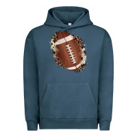 Pigment Midnight Navy football cowhide leopard patch Urban Hoodie - JahusDesignShop