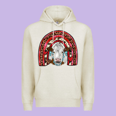 Valentines Simmental  Rainbow Premium Hoodie Designed By Jahusdesignshop