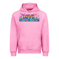 Fuchsia Pink lgbt love with hearts and stars Urban Hoodie - AdoDesignShop