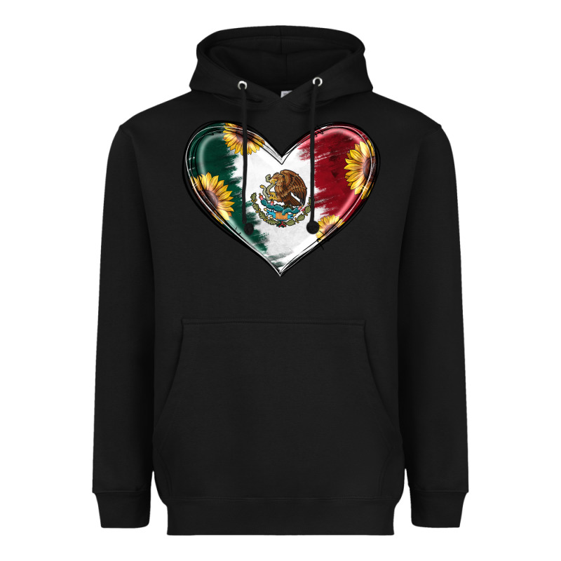 Sunflower Mexican Flag Heart Heavyweight Hoodie by RanaPortraitStore | Teevron