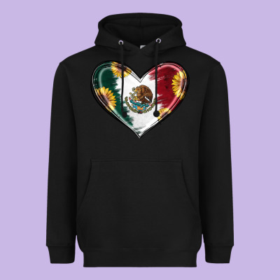 Heavyweight Hoodie Sunflower Mexican Flag Heart