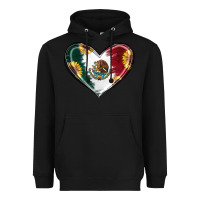 Black Sunflower Mexican Flag Heart Heavyweight Hoodie - RanaPortraitStore