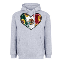 Heather Grey Sunflower Mexican Flag Heart Heavyweight Hoodie - RanaPortraitStore