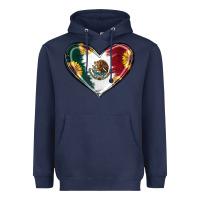 Navy Sunflower Mexican Flag Heart Heavyweight Hoodie - RanaPortraitStore