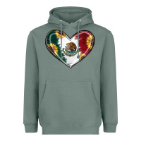 Sage Sunflower Mexican Flag Heart Heavyweight Hoodie - RanaPortraitStore