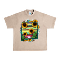 French Oak New Mexico Map Sunflower Cactus Serape Urban Heavy Tee - RanaPortraitStore