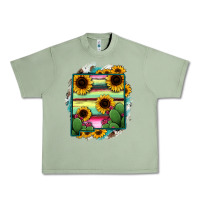 Oil Green New Mexico Map Sunflower Cactus Serape Urban Heavy Tee - RanaPortraitStore