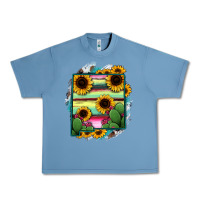 Pebble Blue New Mexico Map Sunflower Cactus Serape Urban Heavy Tee - RanaPortraitStore