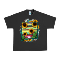 Pigment Black New Mexico Map Sunflower Cactus Serape Urban Heavy Tee - RanaPortraitStore