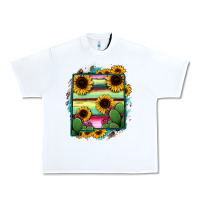 White New Mexico Map Sunflower Cactus Serape Urban Heavy Tee - RanaPortraitStore