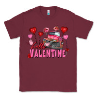 Burgundy hello valentine valentine's day truck Classic Tee - FaDigitalArtStudio