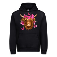 Black floral pink bandana longhaired cow Urban Hoodie - Jasminsmagicworld