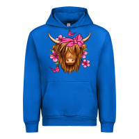 Cobalt floral pink bandana longhaired cow Urban Hoodie - Jasminsmagicworld