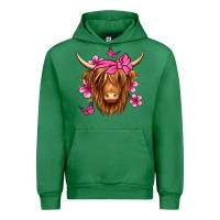 Emerald floral pink bandana longhaired cow Urban Hoodie - Jasminsmagicworld