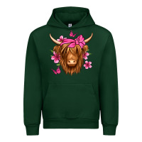 Forest Green floral pink bandana longhaired cow Urban Hoodie - Jasminsmagicworld