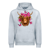 Heather Grey floral pink bandana longhaired cow Urban Hoodie - Jasminsmagicworld