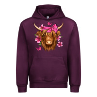 Mauve Wine floral pink bandana longhaired cow Urban Hoodie - Jasminsmagicworld