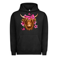 Pigment Black floral pink bandana longhaired cow Urban Hoodie - Jasminsmagicworld
