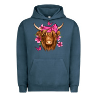 Pigment Midnight Navy floral pink bandana longhaired cow Urban Hoodie - Jasminsmagicworld
