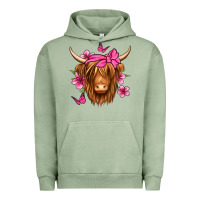 Pigment Oil Green floral pink bandana longhaired cow Urban Hoodie - Jasminsmagicworld