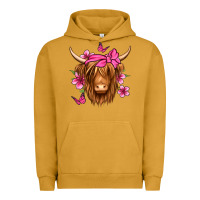 Pigment Peanut Butter floral pink bandana longhaired cow Urban Hoodie - Jasminsmagicworld