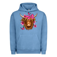 Pigment Pebble Blue floral pink bandana longhaired cow Urban Hoodie - Jasminsmagicworld