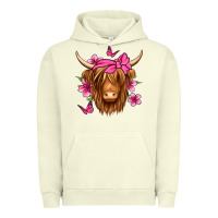 Pigment Pistachio floral pink bandana longhaired cow Urban Hoodie - Jasminsmagicworld