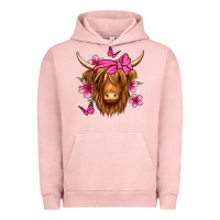 Pigment Salmon floral pink bandana longhaired cow Urban Hoodie - Jasminsmagicworld