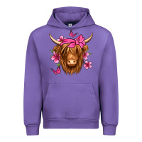 Tulip floral pink bandana longhaired cow Urban Hoodie - Jasminsmagicworld
