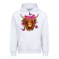 White floral pink bandana longhaired cow Urban Hoodie - Jasminsmagicworld