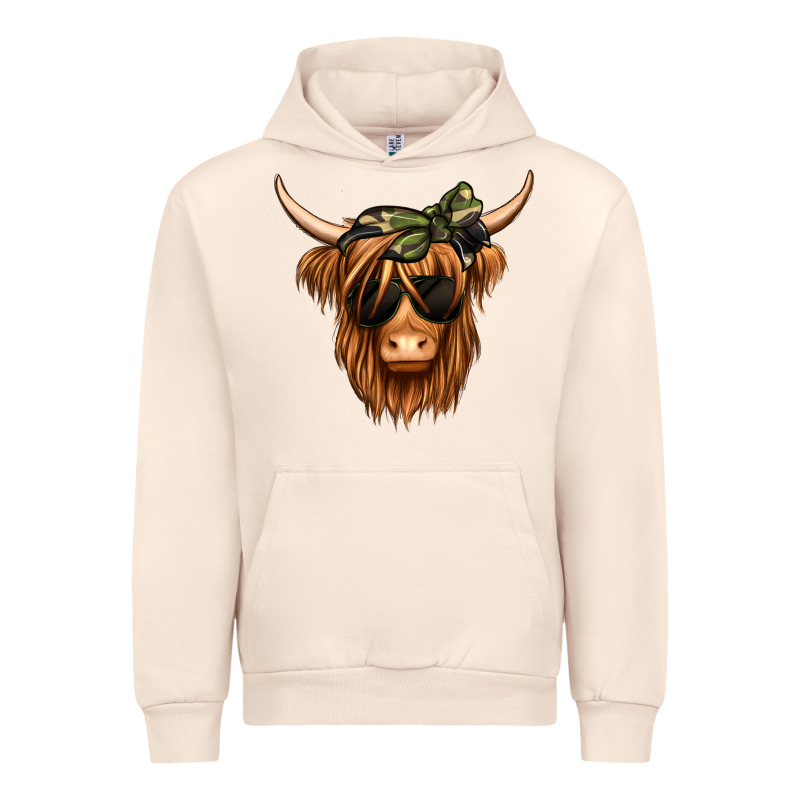 Camouflage Long Haired Cow Urban Hoodie by Jasminsmagicworld | Teevron