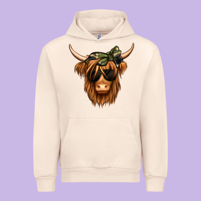 Camouflage Long Haired Cow Urban Hoodie Designed By Jasminsmagicworld