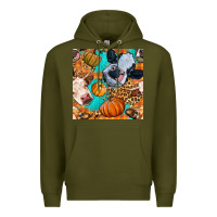 Army Green autumn cows seamless pattern Premium Hoodie - BundleAndBundleShop