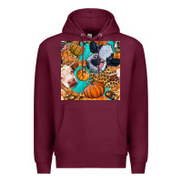 Burgundy autumn cows seamless pattern Premium Hoodie - BundleAndBundleShop