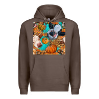 Coffee autumn cows seamless pattern Premium Hoodie - BundleAndBundleShop