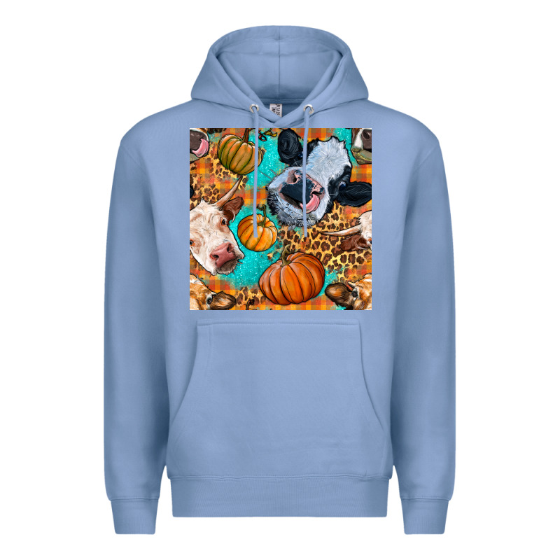 Autumn Cows Seamless Pattern Premium Hoodie by BundleAndBundleShop | Teevron