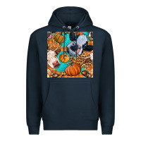 Navy autumn cows seamless pattern Premium Hoodie - BundleAndBundleShop