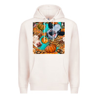 Pale Pink autumn cows seamless pattern Premium Hoodie - BundleAndBundleShop