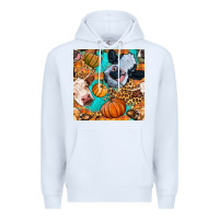 White autumn cows seamless pattern Premium Hoodie - BundleAndBundleShop