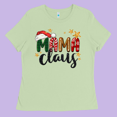 Mama Claus Christmas Ladies Tee Designed By Barkaloodesign