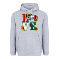 Heather Grey Mexican Flag With Sunflowers Love Heavyweight Hoodie - RanaPortraitStore