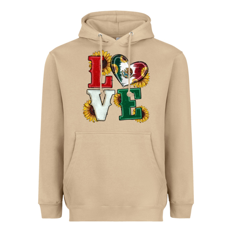 Mexican Flag With Sunflowers Love Heavyweight Hoodie by RanaPortraitStore | Teevron