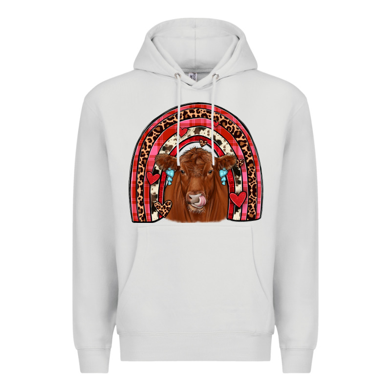 Valentines Red Angus Rainbow Premium Hoodie by JahusDesignShop | Teevron
