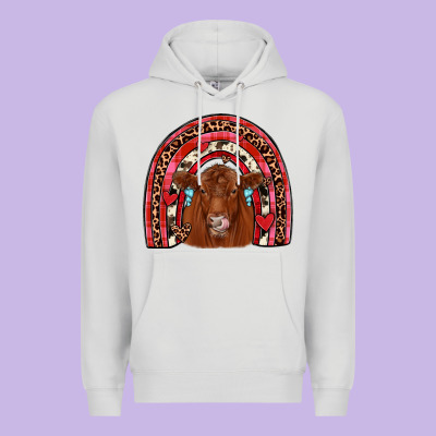 Valentines Red Angus Rainbow Premium Hoodie Designed By Jahusdesignshop
