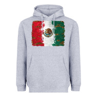 Heather Grey Mexican Flag With Leopard Heavyweight Hoodie - RanaPortraitStore