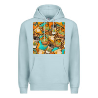 Blue Mist autumn cupcakes seamless pattern Premium Hoodie - BundleAndBundleShop